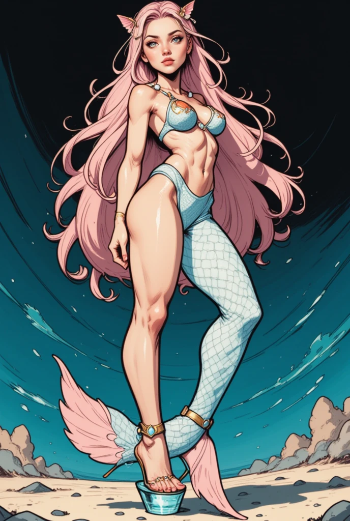 mitsurikanroji, mitsuri kanroji, braid, gradient hair, (green eyes:1.5), green hair, long hair, mole, mole under eye, multicolored hair, pink hair, twin braids, two-tone hair, In the lake next to the waterfall. the night, Fireflies. Sakura. cherry blossoms. Huge , sexy, bikini,, Sits, sexy