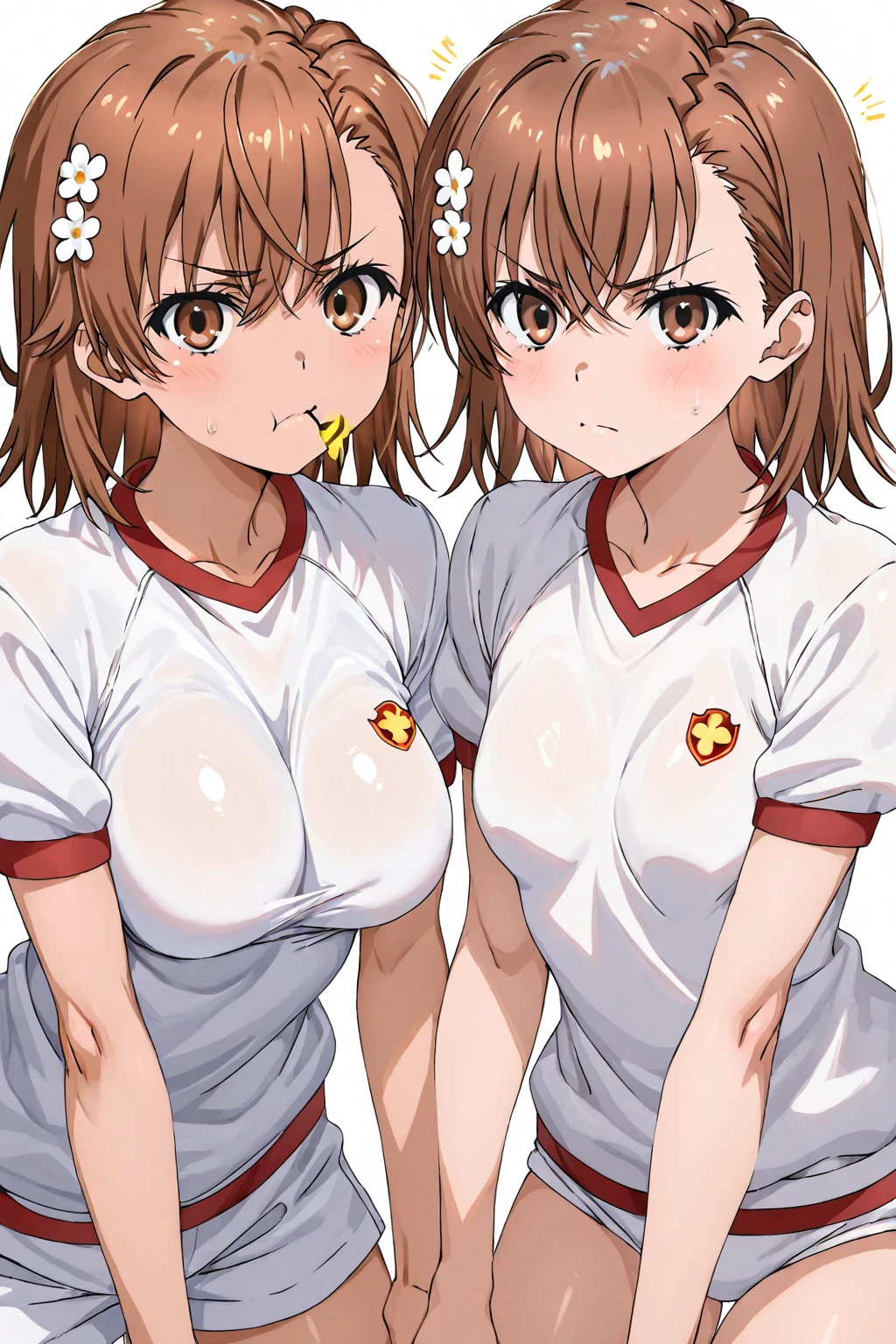 (2 girls), (Yuigahama Yui has big breasts),(iroha isshiki),From the front,Completely naked,nipple,(pussy),urethra,Uterus,clitoris,thighs,NSFW,looking at camera,(high angle),smile