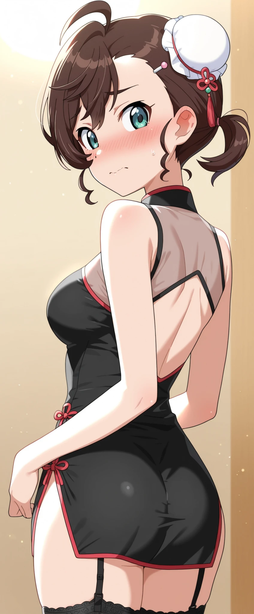 (((masterpiece, best quality, ultra highres, 1 girl, solo, no background))), super detailed skin and face and eyes and finger, beautiful japanese woman, small breasts:1.5, skinny, light brown hair, very short pixie hair, cowboy shot, white background, 2D anime, boyish, expressionless, Various clothes, Various poses, Please draw the entire character within the frame, ensuring that the head, arms and legs are not cut off, with the character positioned centrally, female genitals visible through tight clothing, nipple dots, cover a breast,