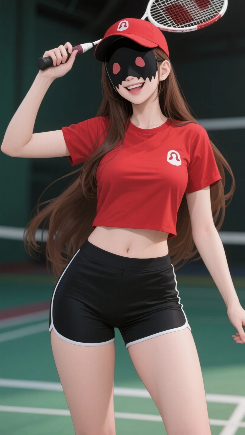 Sporty idol girl、whole body、Good style、、、、、、、、White Shorts Costume、、、、、Nice belt、Tanned thick legs