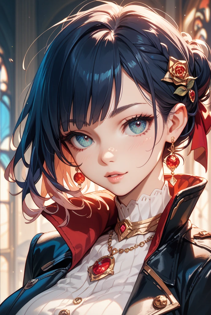 (Highest quality, masterpiece, Very detailedな, Very detailed, Exquisite, 16K,Full HD),(White Background:1.5),、Big Breasts,No text,Upper Body,serana