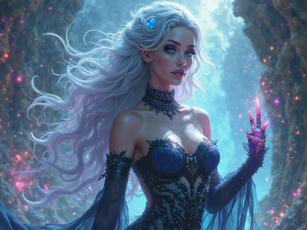 (best quality,ultra-detailed,realistic:1.37),magical world,magic everywhere,naked girl covered in magic,very beautiful,detailed everything,illustration,soft lighting,vibrant colors,fantasy,subtle colors,ethereal,Aurora Borealis,fairy tale,glowing lights,sparkling stars,mysterious,breathtaking scenery,enchanted forest,whimsical creatures,floating islands,mystical atmosphere,serene ambiance,surreal,ethereal,harmonious,tranquil,spellbinding,shimmering,magical elements,delicate brushstrokes,glowing magical orbs,light and shadow play,serenity, (4k,8k,highres, masterpiece:1.2), ultra-detailed, (realistic, photorealistic, photo-realistic:1.37), magic, magical flying train, very beautiful girl, magic around, fantasy, illustration, vivid colors, enchanting atmosphere, ethereal light, surreal, dreamlike, mystical landscapes, mesmerizing, whimsical details, floating objects, captivating scene, darkness,shadowy girl,mysterious atmosphere,detailed eyes,long flowing hair,twilight setting,moonlight,subtle highlights,intense contrast,eerie vibes,gloomy scene,nighttime whispers,surreal ambiance,ethereal beauty,dreamlike,haunting,dramatic lighting,artistic rendering", ((very crazy clothes))