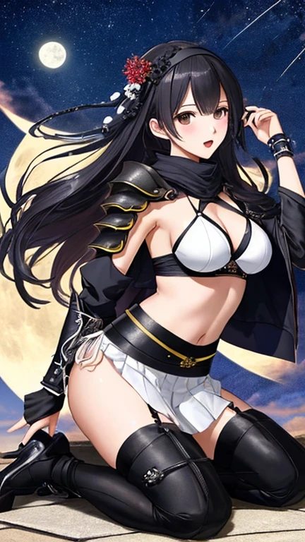 1female,extremely large ?????,girl soldier,white naval uniform,The kinky is exposed,Raised sexy,,Flushed complexion,standing on your feet,nakeness,chest baring,Exposed ????????,with no underpants,Protruding ????????,Camel toes,8K,legs are open,Long flowing black hair,The hair was long,
