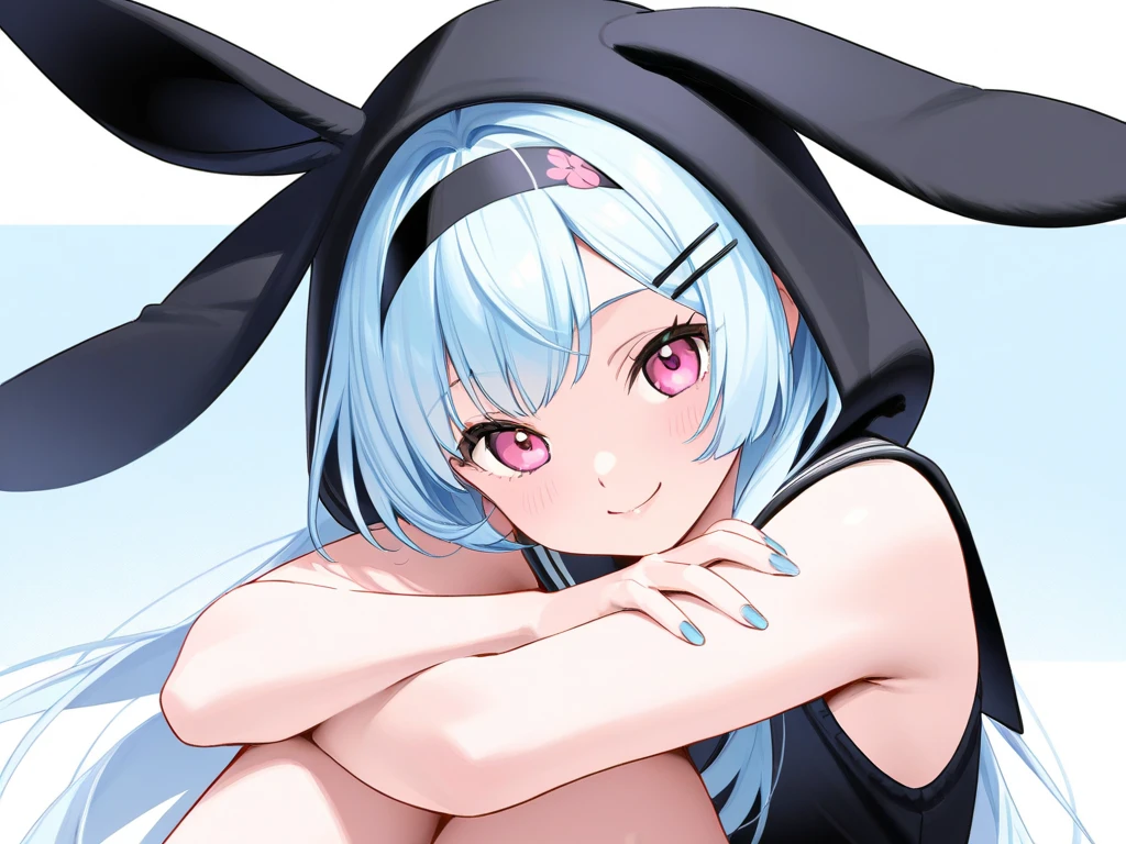 ((masterpiece)), ((best quality)), (ultra-detailed), anime style, on the bed, a cute girl, 1girl, solo, nude00, ((beautiful eyes)), smile, ((open chest)), ((cute nipples))