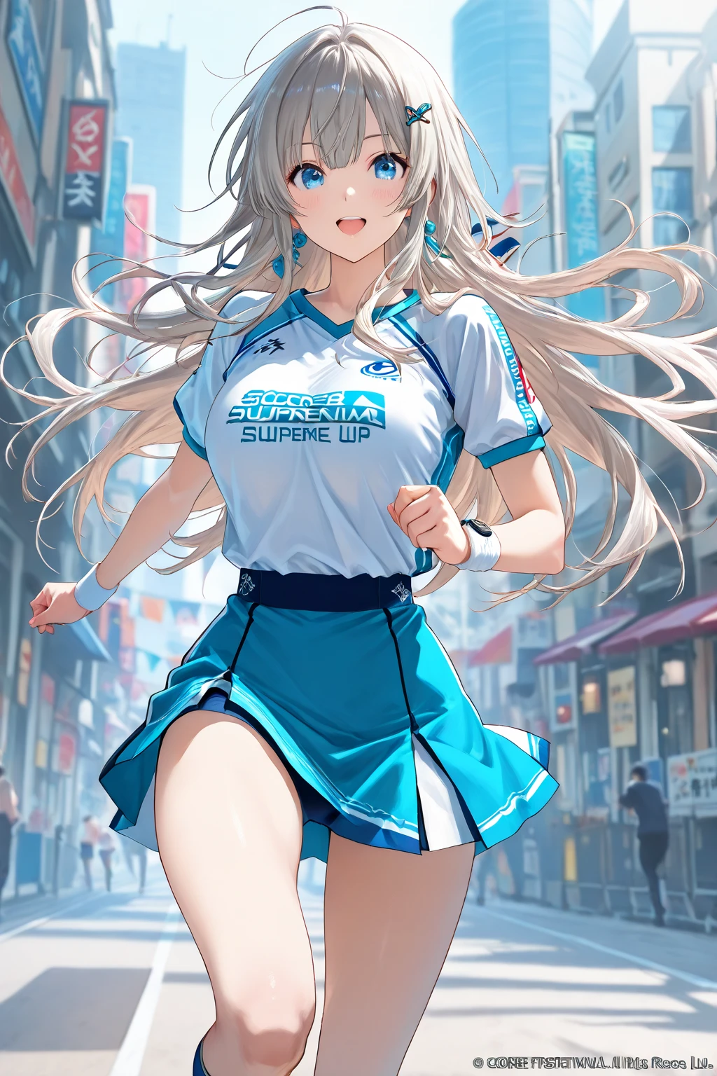score_9, score_8_up, score_7_up,,,supreme masterpiece、Super High Quality、Super detailed。
Girls' Sports Festival, 1 girl, wearing marathon sport skirt, number 99, running on the road of city, background: con đường với hàng cây hai bên, ánh sáng dịu nhẹ, 