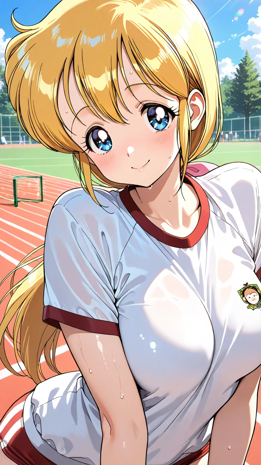 Masterpiece++, Best quality++, Ultra-definition++, Ultra-definition++, 4k++, 8k++, (background focus)++, very detailed, ((tennis court))++, (((Tolove Ru Yami)) )+++, ((tennis player)), (((tennis uniform)))+++, ((mature woman playing tennis ball))++, (tennis racket), blush, (list on wrist band), (blond hair), (super shiny hair and skin), (sunlight), ((beautiful)), sweaty body, cleavage, lively, sweating, serious expression, perfect eyes , perfect hands, perfect nose, ToLOVE Ru Yami, bright atmosphere, (wet effect)+, (light effect), (cinematic light)+, (light cinematic)+