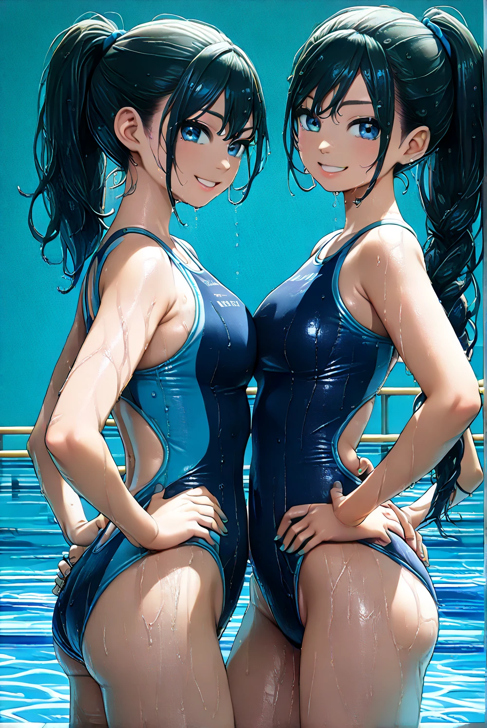 girl, Sweat, vapor, Medium chest, shy, detailed hands, looking at the viewer, cute smile