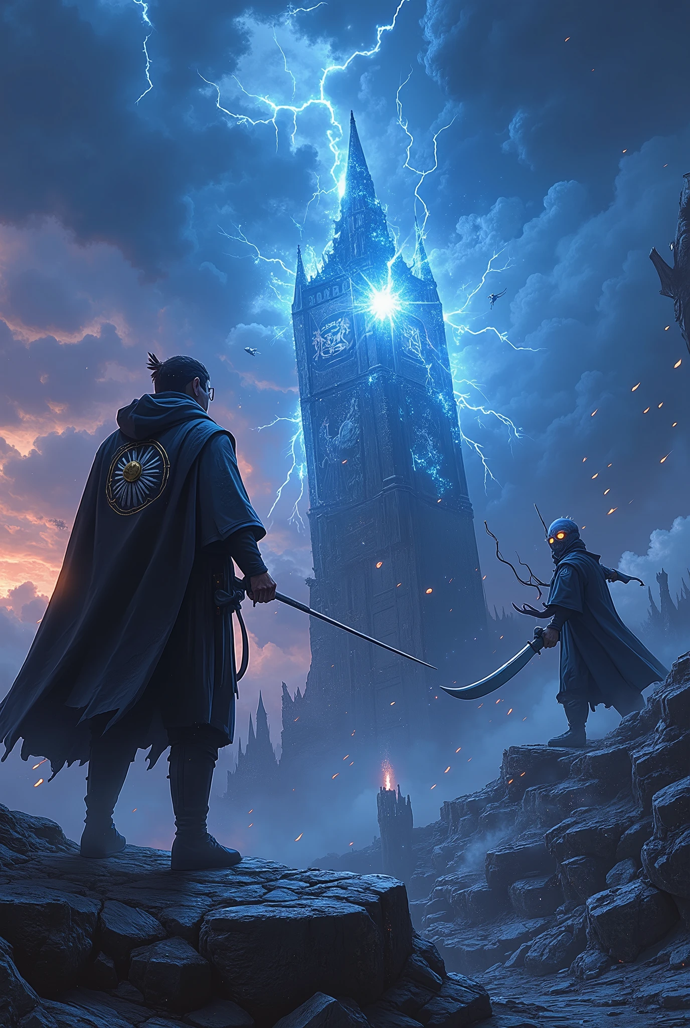 "Ninja Harry Potter – Arcane Shinobi Duel"
At twilight, atop the ruins of a shattered ancient tower deep in the Forbidden Forest, Ninja Harry Potter stands cloaked in a tattered obsidian shinobi robe, inscribed with glowing magical runes. His wand is holstered in a forearm sheath, while his other hand performs rapid arcane hand seals — summoning spectral serpents made of lightning. His iconic scar glows faintly under his rune-etched shinobi headband, and his glasses reflect blue flames dancing in the mist.
Facing him is a rogue Death Eater-nin, masked and cloaked, wielding a dual-bladed cursed scythe infused with dementor essence. The air between them distorts with tension as spells and chakra-fused techniques explode in a flurry — light-speed teleportation, shadow clone illusions, wand-enhanced kunai, and giant Patronus beasts summoned mid-air.
The duel escalates: lightning tears the sky, shattered runes float midair like paper seals, and enchanted throwing stars (shuriken) slash through cursed mist. A summoned arcane phoenix bursts forth behind Harry as he dashes in a final spinning strike with a magic-charged Rasengan-like spell — powered by pure will and ancestral magic.
Style: ultra-cinematic, Naruto x Harry Potter fusion, fast-cut animation feel, glowing magic seals, sakuga motion lines, shattered landscape, floating debris, close-up of intense eyes, dynamic mid-air poses.
Visual Tags: Ultra-Realistic, 32k Concept Art, Epic Lighting, Arcane Ninja, Magic-Chakra Fusion, Misty Background, Motion Blur, Film Grain Texture, Dynamic Angle Shot, Cinematic Action Painting.