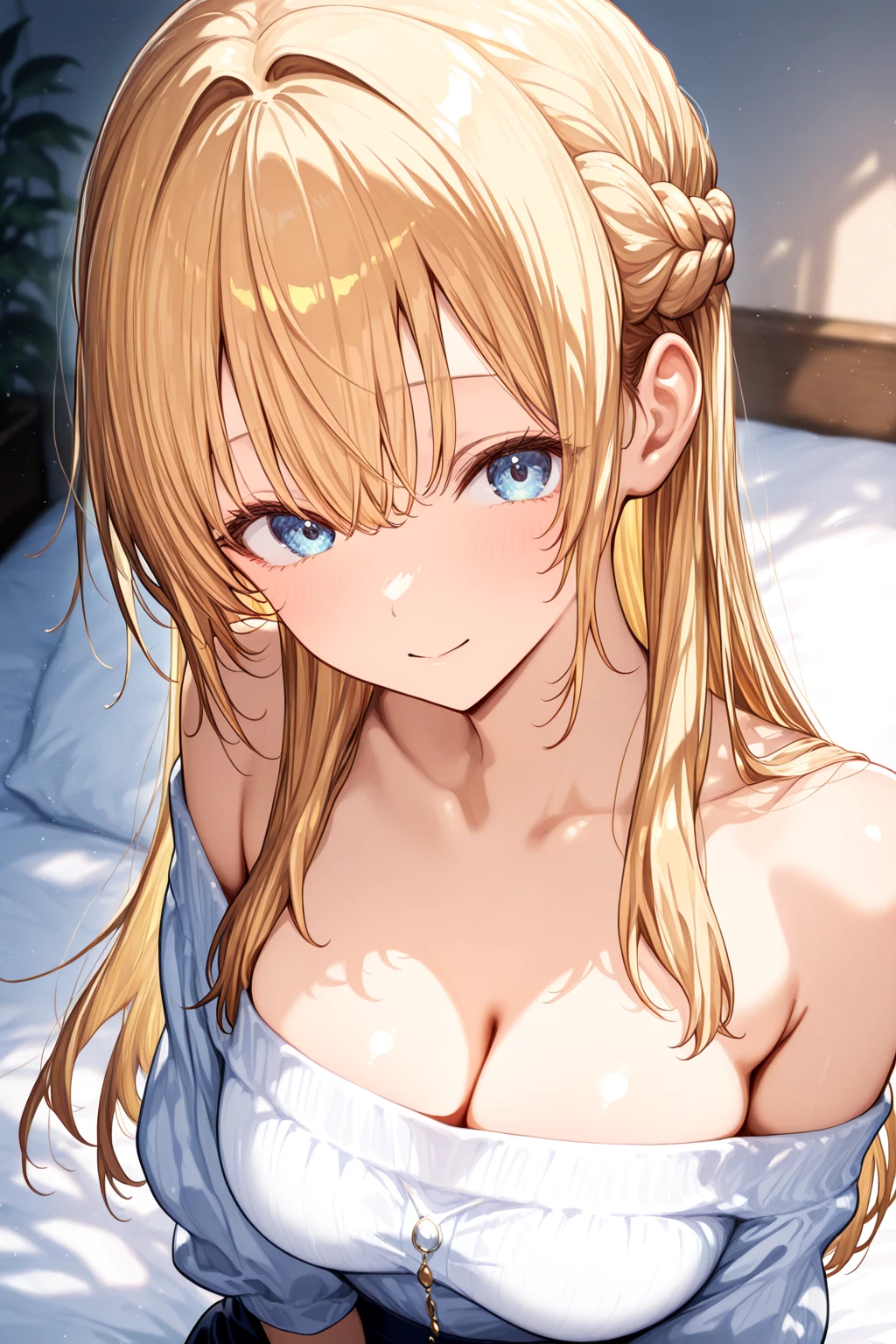 masterpiece,highest quality,Super detailed,8k,
1girl,bloom,high contrast,Realistic Skin,Glowing Skin,cute、
(hasegawa kobato, flat chest, blonde hair, twintails, long hair, heterochromia)、
(Sleeping on your back on the bed:1.3),slender、Waistline、
(The body is wet with sweat:1.3)、glossy lips、Emphasize the lower lip a little、blush、Embarrassed expression、Accentuate your cleavage、Sexy Underwear、
Amazing night sky、Crescent Moon、Aurora、horizon、Open-air bath、Japanese inn、futon