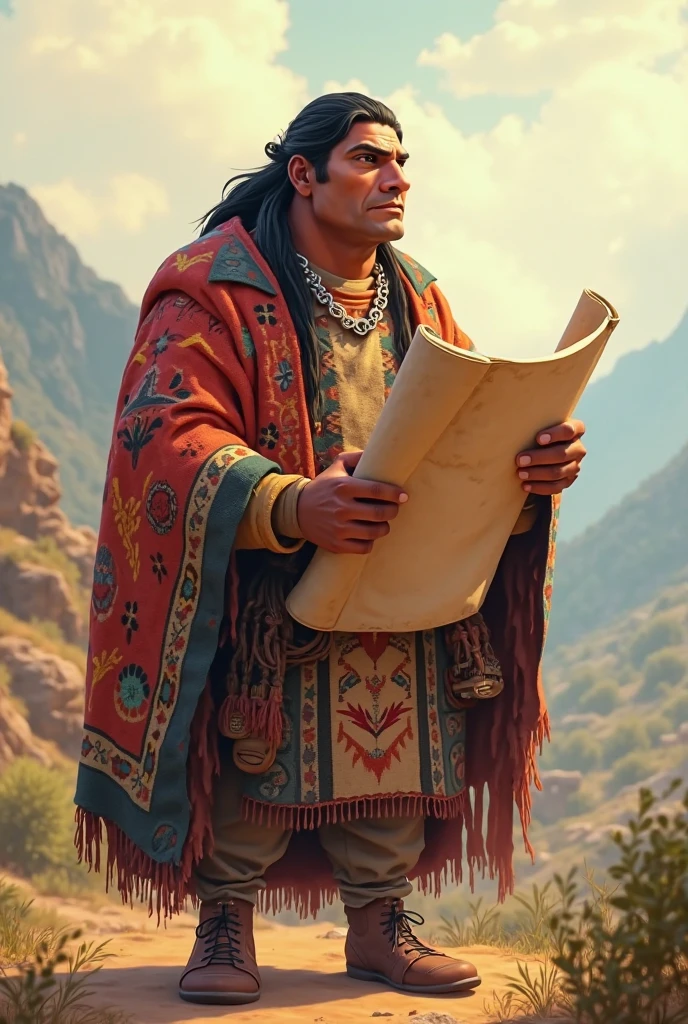 adult man reading one book at night, with dog by his side, indigenous man well-dressed, indigenous acessories, and face war painting