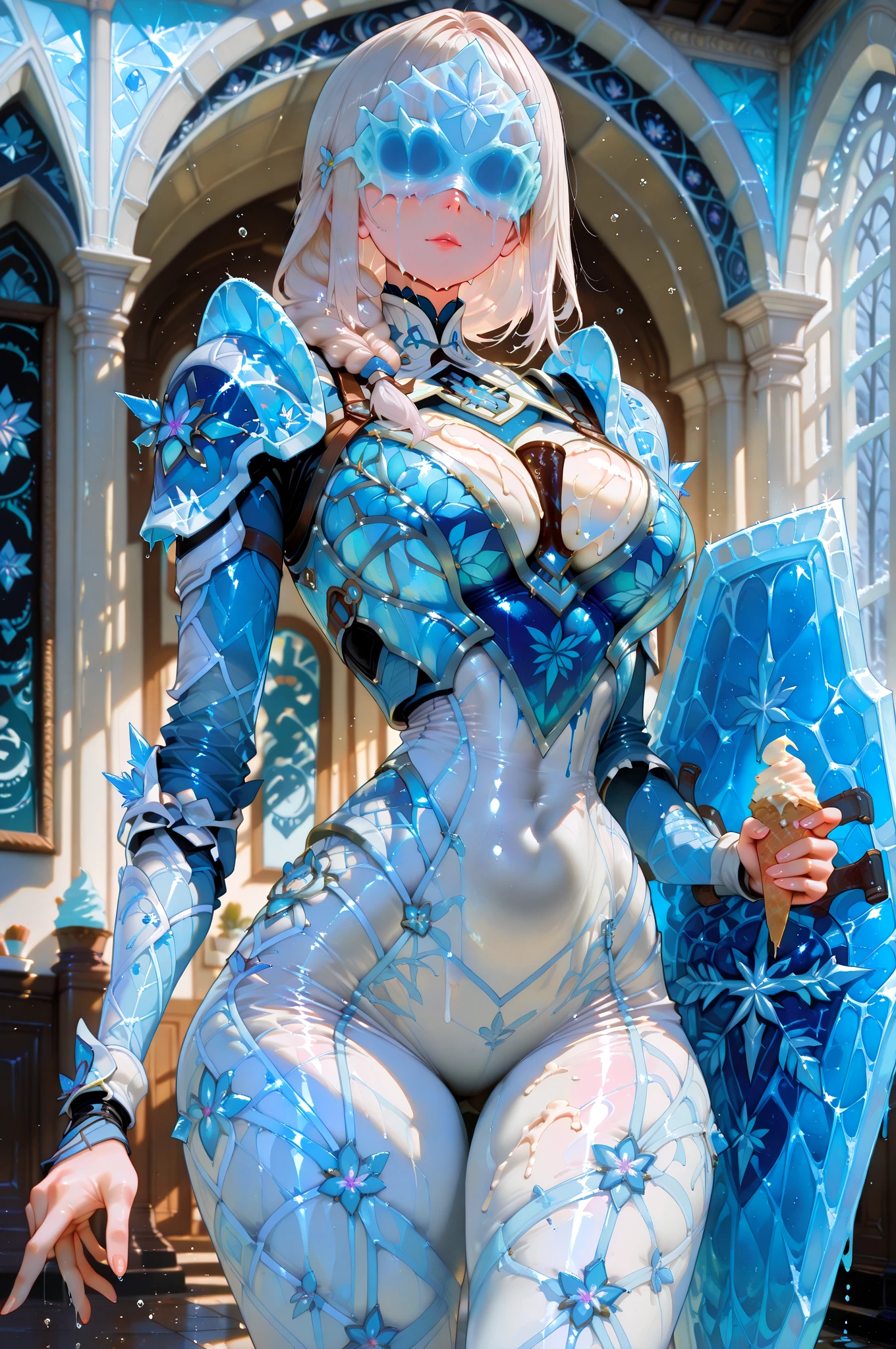 a close up of a woman in a silver and blue bikini, chengwei pan on artstation, by Yang J, detailed fantasy art, stunning character art, fanart best artstation, epic exquisite character art, beautiful armor, extremely detailed artgerm, detailed digital anime art, artgerm on artstation pixiv, armor silver bikini girl, kneeling 