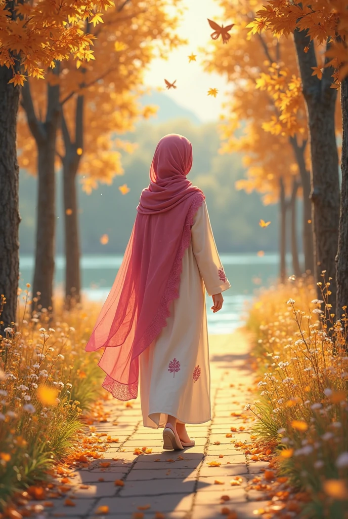  Muslim girl, back pose, realistic 