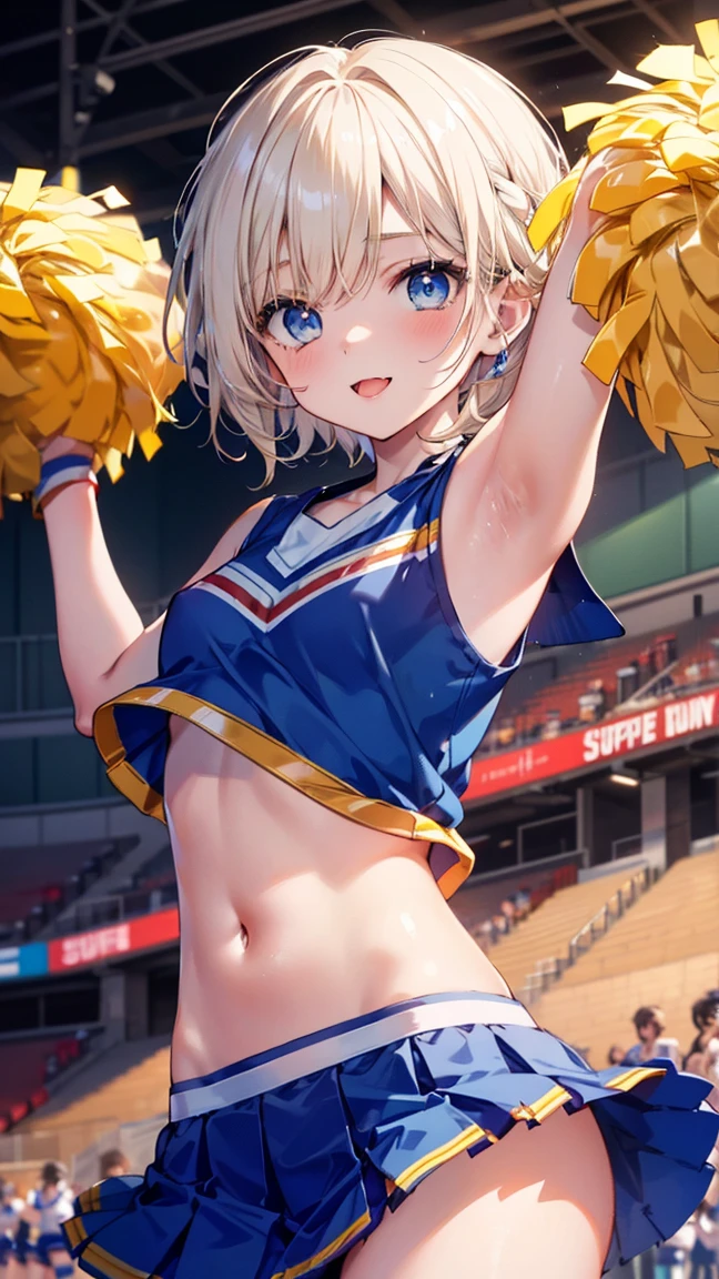 Highest quality, Super quality, 16K, Incredibly absurd, Very detailed, 2.5D, delicate and dynamic, baseball Ground, stand, Colorful Stage, Tiny faint lights and flying confetti, night, Starry Sky, firework, Electronic bulletin board, , , Small face, Extremely delicate facial expression, Delicate eye depiction, Upper body close-up, erotic, sole sexy lady, healthy shaped body, 22 years old lady, Cheerleader, 170cm tall, huge firm bouncing busts, 色鮮やかなCheerleaderのコスチューム, A complex costume, Fox-eared headband, Fox tail on the ass, long socks, sports shoes, support, cheer leading, Fox Dance, Raise your right leg