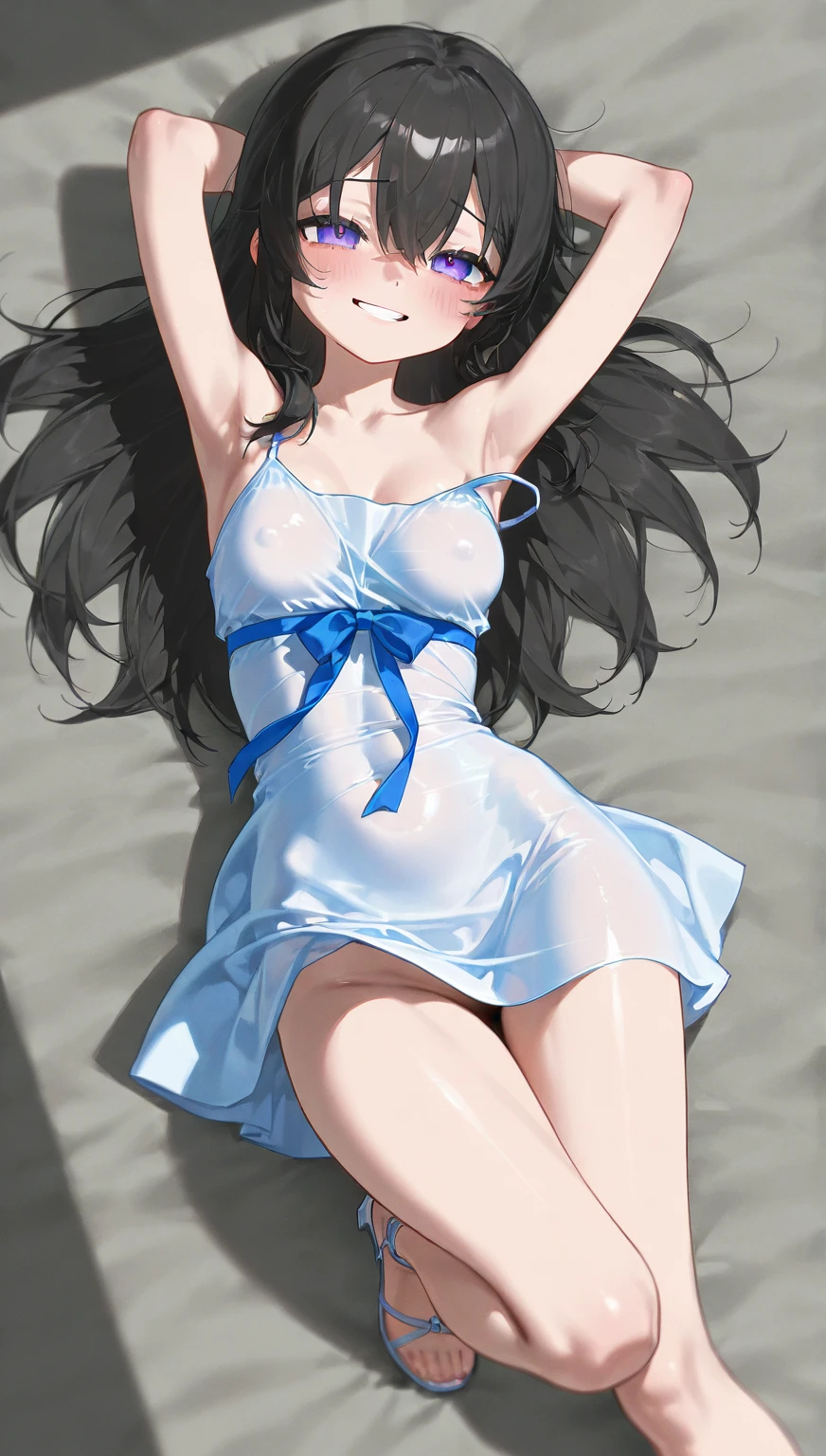 1girl in、As-、Underwear、Cute underwear、Striped、(Portrait from the knee up)、