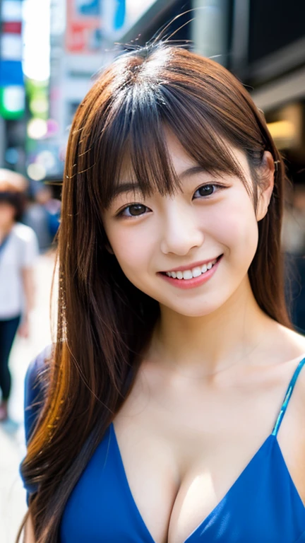 ((Best-quality, Masterpiece, Ultra-High-Resolution, (Photorealistic:1.4), Raw Photo, depth of field, professional lighting, perfect anatomy, extremely details, perfect face, perfect body, perfect hair, perfect hands, perfect fingers)), 1girl, 12-years-old, the most famous Japanese idol, standing at Hiroshima's main street, (wearing summer dress with cute-design), (extremely cute face like the most popular Japanese idol, ((extremely cute and extremely big eyes)), extremely cute hair, extremely beautiful skins, extremely cute childish-body, extremely cute thighs), looking at viewer, innocent smile, dynamic pose, detailed Hiroshima's-main-street