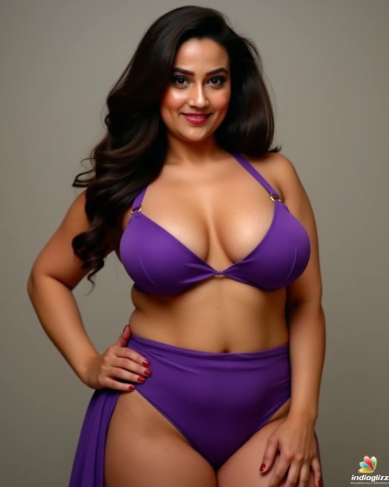 Beautiful plus size Arabian girl in bikini