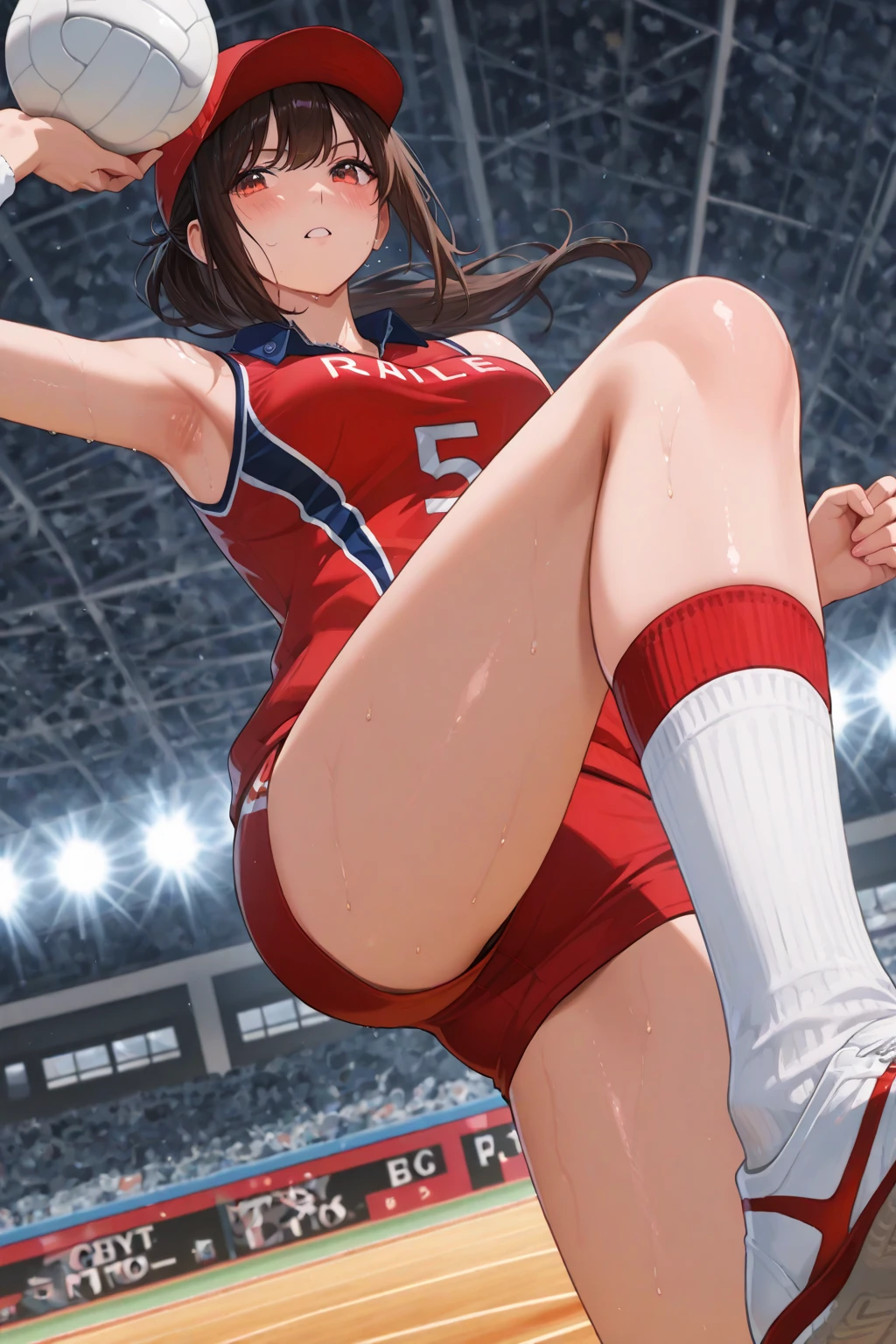 Playing a volleyball match at the Olympics。