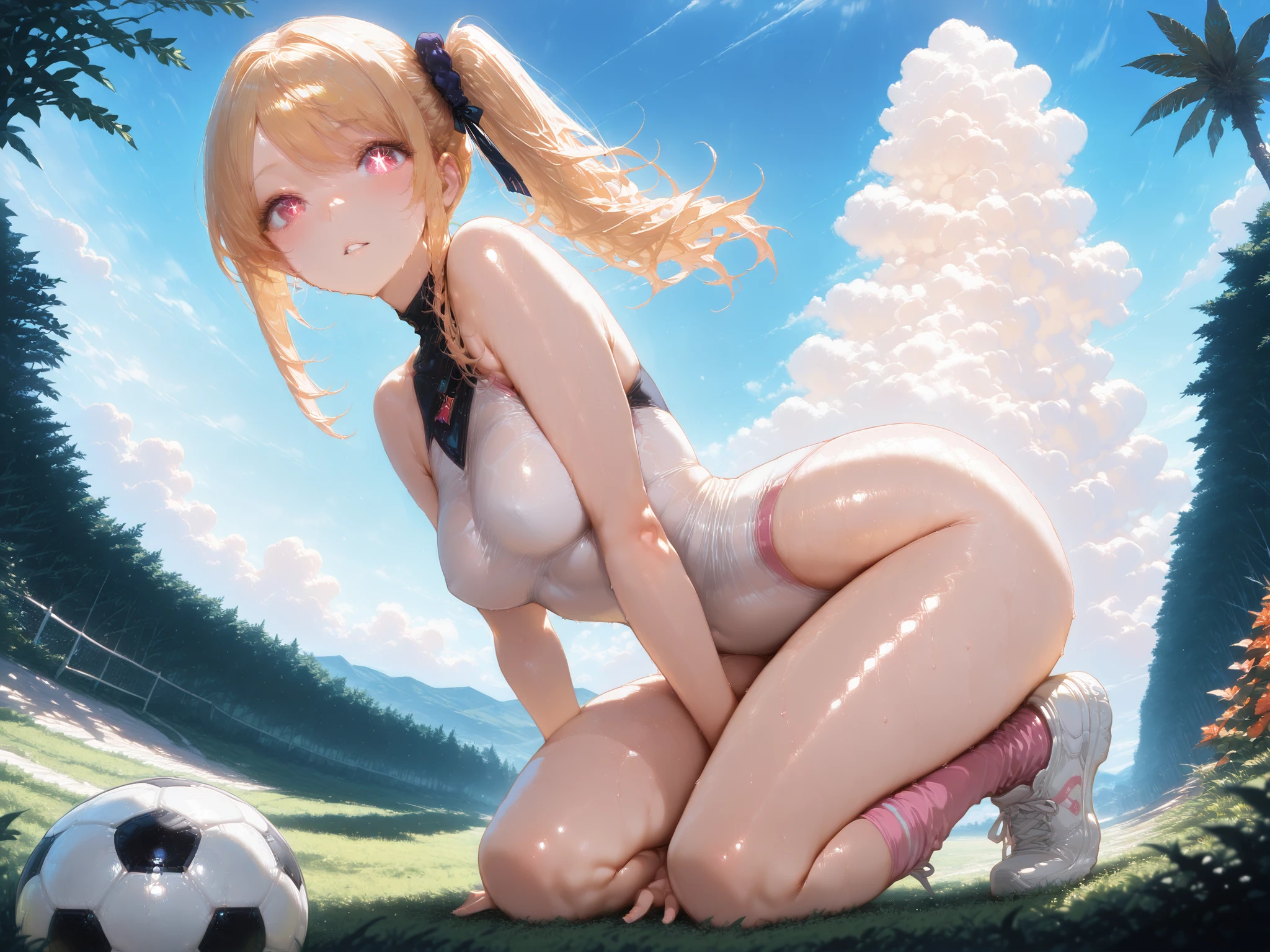 pieces fly、masterpiece、highest quality、Super detailed、High resolution、High resolution、8K portrait、Unity 8k壁紙のHigh resolutionCG、unity 8k wallpaper、cute type little:1.5、upon:1.5、Highly detailed CG unity 8k wallpaper、realistic、real person、cute type little、 portrait photography、shiny skin、High resolution、(16 years old:1.2)、(1 girl)、beautiful clear eyes、very detailed explanation、delicate face、nice lips、slender body、big breasts 同 thin waist、thin legs、((athletics stadium:1.8))、1 girl, cute type, perfect face, seriously, (blush:1.5)、big breasts 、((Short sleeve gym clothes
:1.3)),(((clothing lift:1.5))), (((I have nipples))), Detailed description vagina,show vagina,spread legs,spread ,((cum in vaginas:1.5))、((change:1.5))