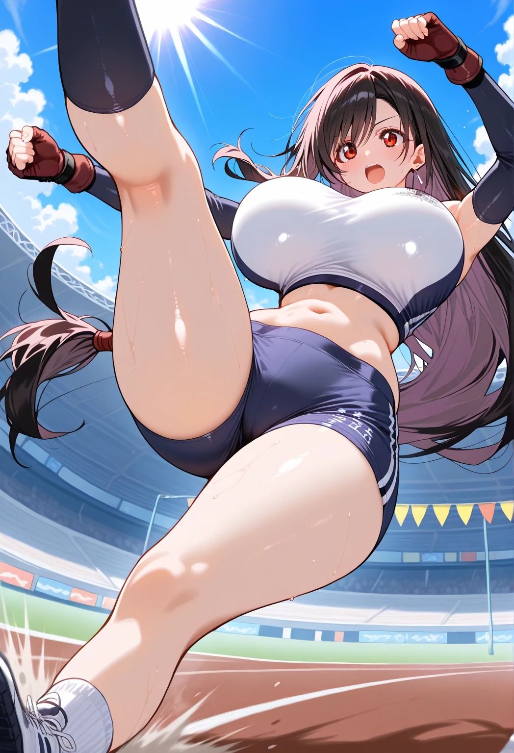 score_9, score_8_up, score_7_up,
BREAK
source_anime,
BREAK
1girl, brown hair, low twintails, long hair, rabbit ears, leg up, cheerleader, microskirt, crop top, underboob, pom pom \(cheerleading\), leg up, happy, open mouth, stadium,rabbit tail
 <lora:Greatmosu-v1-PDXL:1>