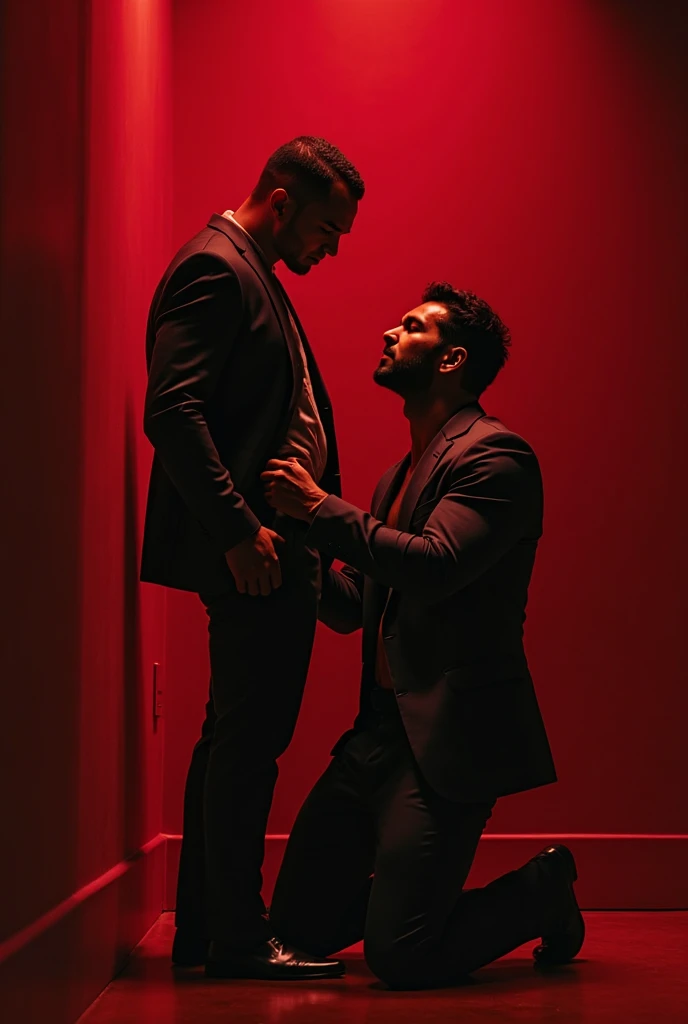 Formal suit Gay couple doing body play in office, face upward, Pehlwan man Indian Gurjar 40 years old man Pain is raging on the face, screaming with pain and making aggressive face expressions with eyes closed, the head is tilted back doing body play, big shinning eyes big lips wide jawline beautiful hunk face spiky black hairstyle, oiled body, hot body playing poses, His perfect( big huge penis) is (coming out) of his pant,masterpieces, sucking, erotic, exotic,, hd, hdr, D750F nikon, Cinematic, bright colors
