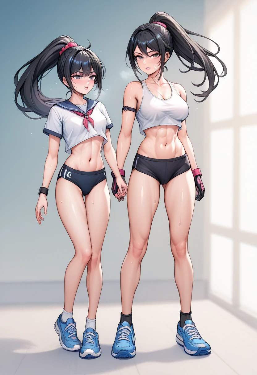 Mavis dracula in calvin klein outfit, mavis dracula,costume: calvin klein clothing, sportswear, leggings, sports bra, holanders angle, full body,seductive anime girl, Joy Ride art style, cat eyes, fit body, gynoid body, perfect body, big breasts, Ilya Kuvshinov, Anime Moe Artstyle,gym, realistic bikini,