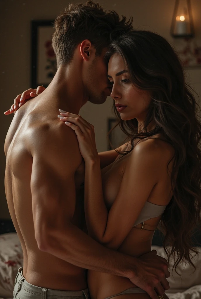 Sexy 22 year girl without clothes grabbing a boy penis 

