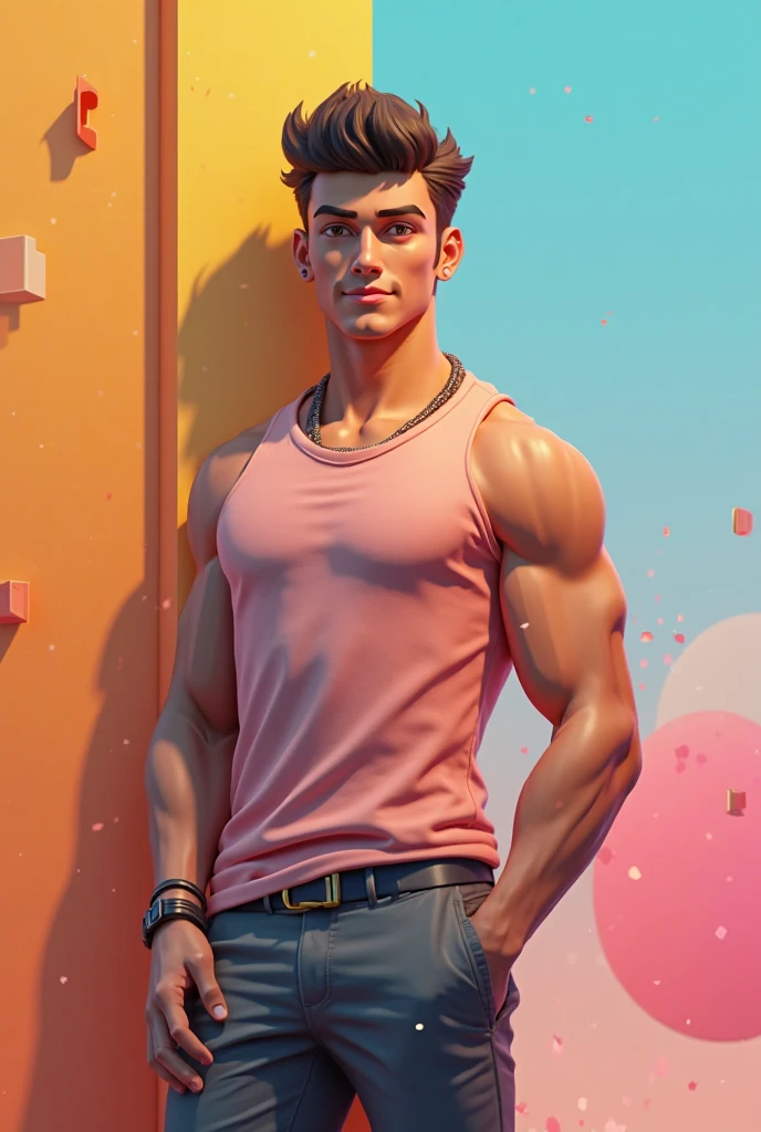 (((intricate design))) (((Top quality))) (((16K))) (((High Definition))) 16K splash art, high res, ultra sharp, ((masterpiece)), best quality, expressive eyes, perfect face, Super eyes, perfectly detailed anatomy, large pecs, (((Volumetric lighting))) (((cinematic light))) (((1male))) (((muscular))) (((Bodybuilder))) (((asian))) big body, cute man, cat ear headphones, face scar, gay, homosexual, cute pastel crop top, pastel shorty short ripped jeans, sneakers, lolly pop in this mouth, rainbow, pastel aesthetic, walking into a ice cream shop, wet transparent bag, face freckles, doing the peace sign, smiling, happy,