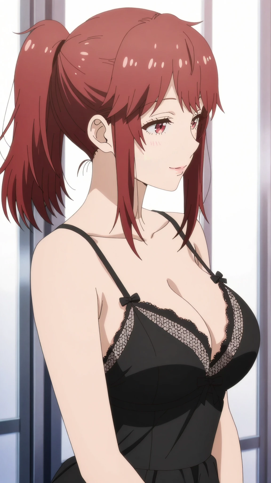 Best quality, masterpiece, ultra high res, 1girl, sexy, in the dark, deep shadow, low key, cold light, milf, dynamic light, cinematic lighting, cinematic lighting, down blouse, mature woman, middle parted hair, nsfw, natural breast, upper body, milf, terumi mei , nsfw,
