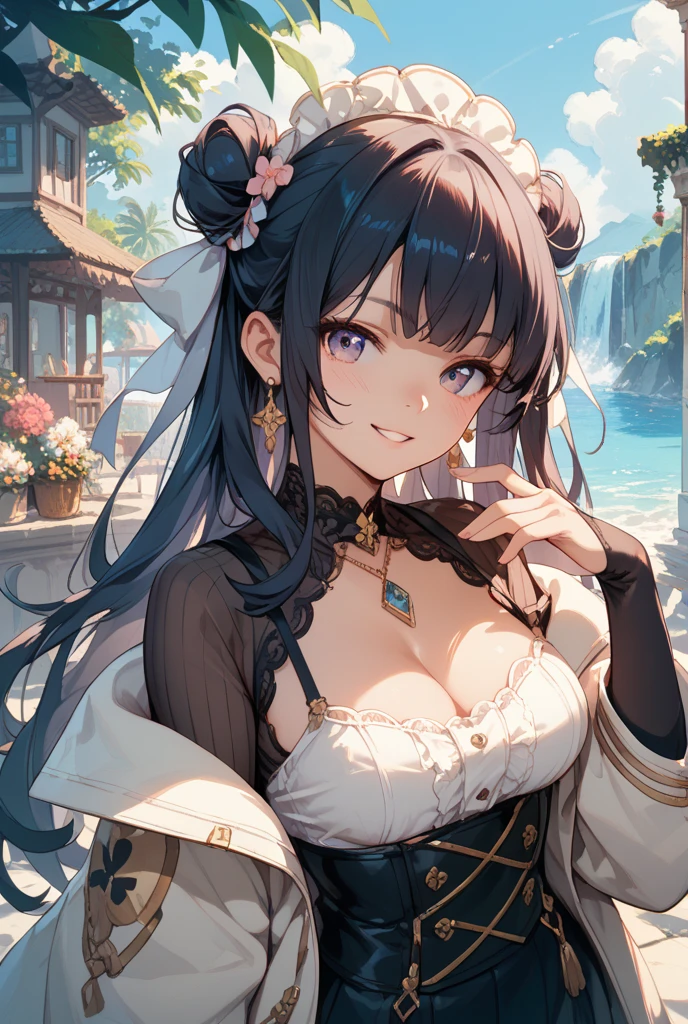 Realiy, seductive smile, saliva trail, jitome, makeup, god rays, 8k, super detail, masterpiece