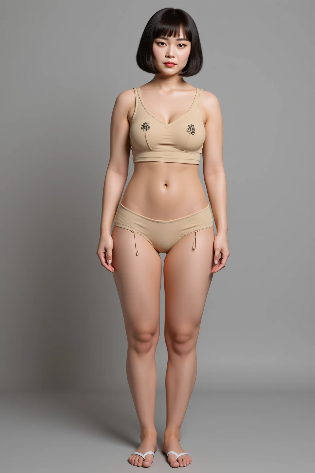 Vogue style side view photo shoot of malay 20years old young woman ((doing hand bra, covering her chest together with hands)), with pastel colored background in Wes Anderson style, detail skin texture, detailed face, saggy breast, dark , camel toe, heavy big breast, big round ass, wide hips, thick thighs, beer belly, curvy, view from side, hyper - realistic photography, Wes Anderson style, full body, 8k, close - up shot, extreme close - up photo, ((looking at viewer)),  shiny wavy black hair