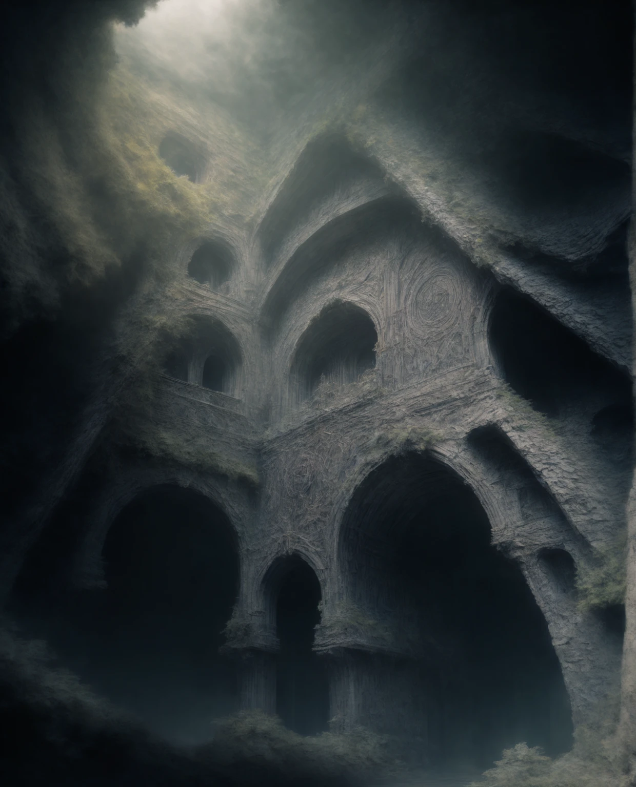 movie「valilesa, dark background, cyberpunk cathedral, Symmetrical Epic Fantasy Art,  Complex Matte Paint , in a dark gothic world, 」poster of photorealistic dark concept art,  gothic futurist architecture , Fantasy Architecture, A complex and grandiose composition,  Luxurious Matte Paint , interplanetary cathedral, Fine Matte Paint, Terrible Gothic Architecture, Glamorous giger background