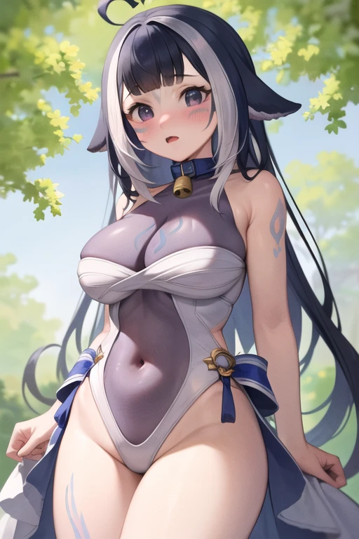 (masterpiece:1.2, best quality:1.2, beautiful, high quality, highres:1.1, aesthetic), detailed, extremely detailed, ambient soft lighting, 4K, perfect eyes, perfect face, perfect lighting, 1girl, solo, huge breasts, huge thighs, narrow waist, wide hips, thick thighs, curvy, squatting, looking at viewer, facing viewer, Emilia, Emilia from re zero,tongue sticking out, eyes rolled back, hands making the peace sign, legs spread, cow bikini, cow leggings, topless, leaking milk, gray hair, blue pupils, purple eyes, ringed eyes, forest, campfire,