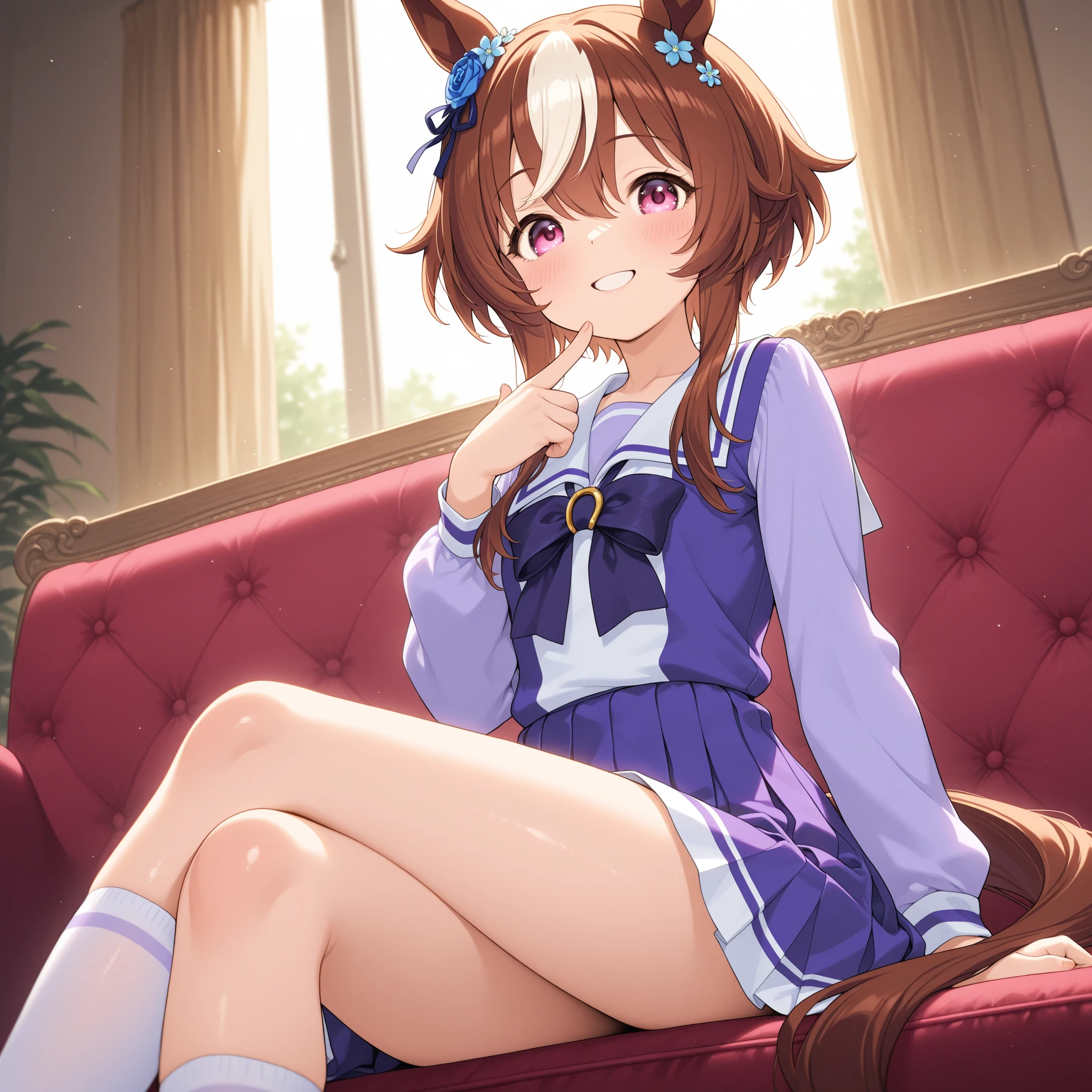 realistically, glowing eyes, ponytail, white short skirt, extra short skirt, Blush, daytime, Wet from the rain, see through, sleeveless shirt, nipples, pussy, crotch, shy, Sit with your knees raised., mikan yuki, the skirt is blowed up, smile, 10 years olds, highest quality, High resolution, highly detailed face, perfect lighting, Very detailed CG, perfect hands, perfect anatomy, Hand open skirt, seduce expression, semen drip from pussy, bottomless,