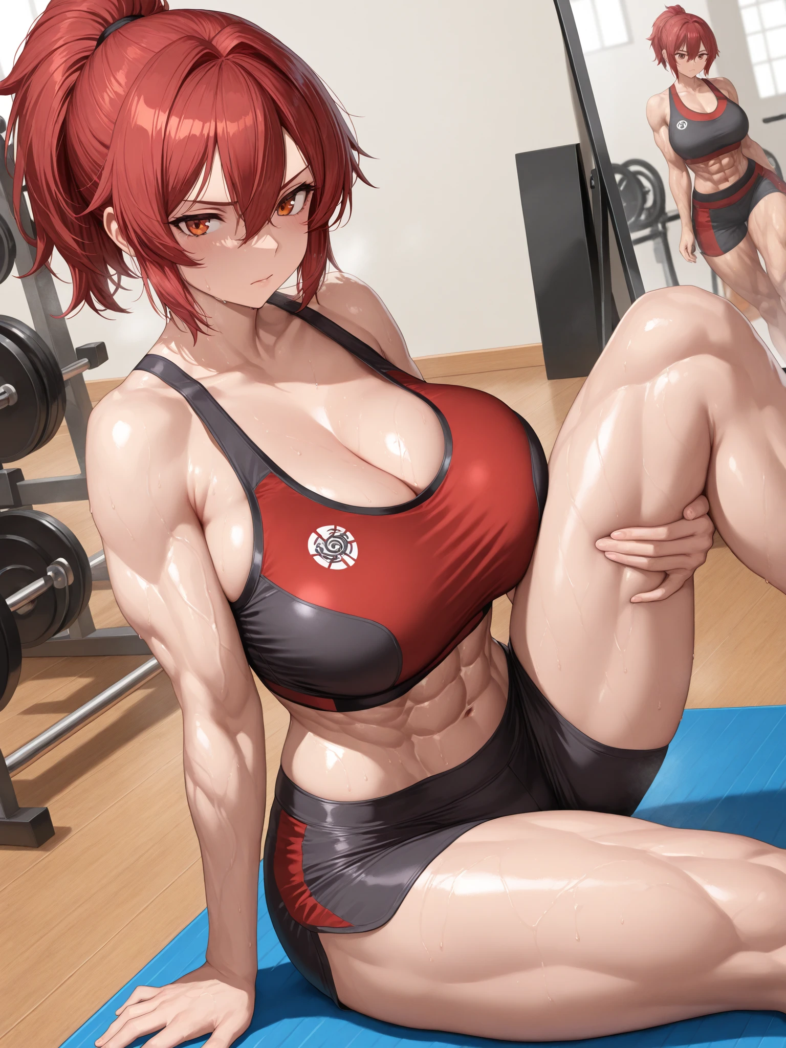 (((1 girl))), when he plows, bob cut, (Red eyes: 1.5), Red hair, short hair, break beret, (Wearing a very sexy and short bikini..), has, (muscular belly), Wide hips, Thin waist, (((posing sexy))), wearing black heels, (((standing)) ), {{{Full body photo}}}, bad humor, REST looking at the viewer , breaking and entering, classroom, interval (masterpiece: 1.2), Best Quality, highest resolution, unity wallpaper 8k, (illustration: 0.8), (beautiful detailed eyes: 1, 6), extremely detailed face, perfect lighting, Extremely detailed CG, (perfect red nails, perfect anatomy),