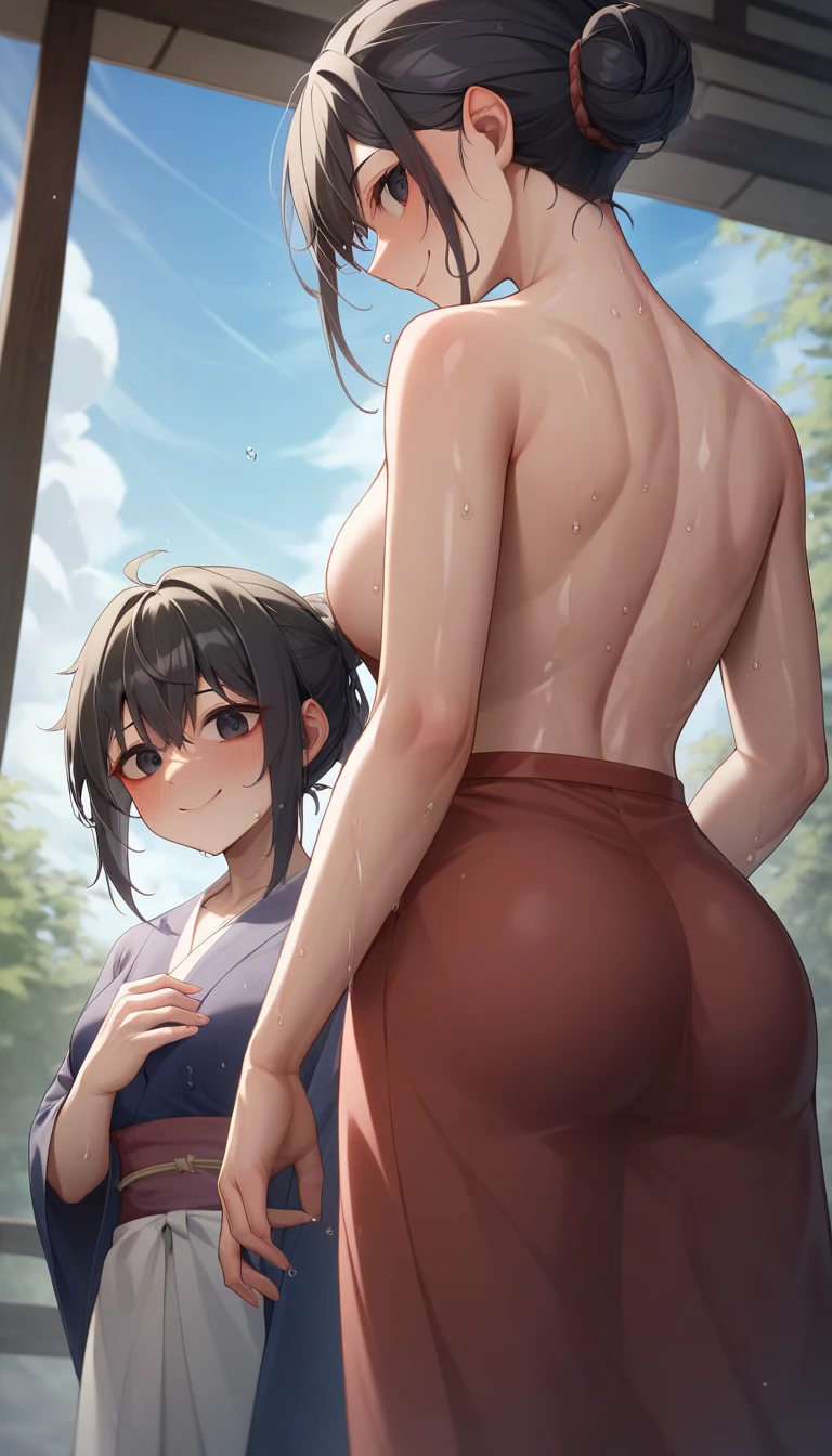 score_9, score_8_up, score_7_up, source_anime, signature, score_6, score_5, score_4, ((Girl breastfeeding little brother)), nude, (ass closeup, pussy), outdoors, nude, against wall, face in breasts, hug, shota, penis, huge breasts, tiny boy, harada takehito,