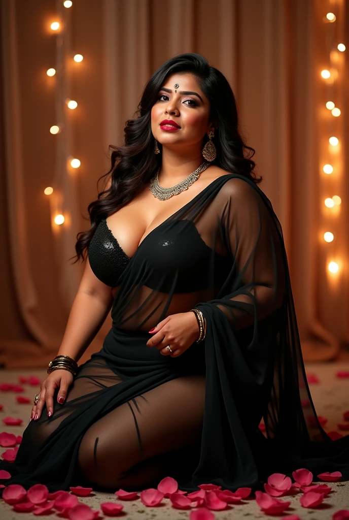 araffe woman in black dress sitting on a green chair, seductive lady, elegant seducing pose, seductive and powerful, sexy look, very seductive pose, sexy pose, stunning elegant pose, sexy :8, indian super model, with a seductive smile, very sexy pose, fully covered in drapes, wrapped in black, elegant seductive pose, glamour photography, big , sexy cleavage, full wet body