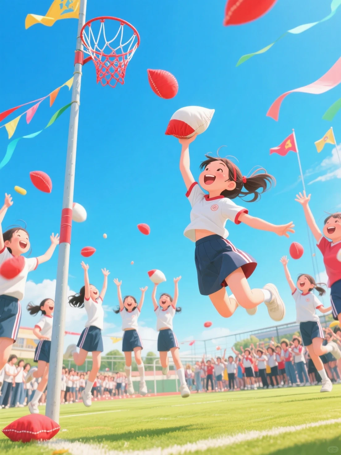 Poster making, Children's Day, in the amusement park, a little boy holding a balloon, happy, jumping, happy --v 6