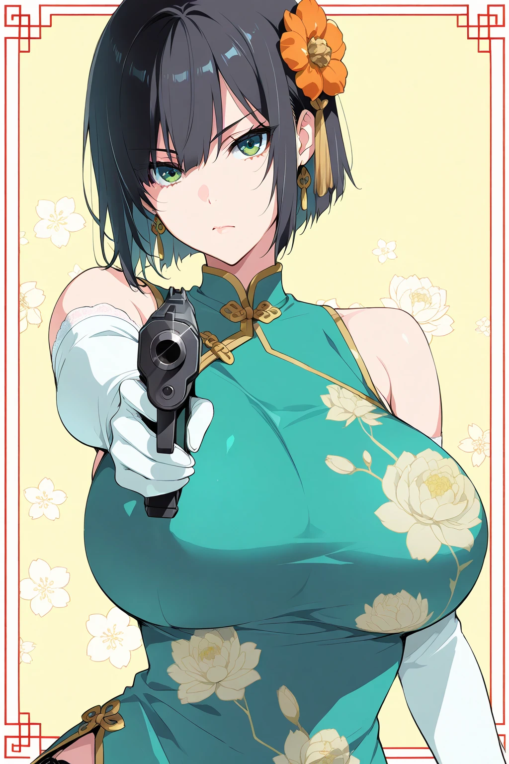 (masutepiece:1.2, Best Quality, Top Quality, Lens Flare, Depth of Field,), (Close Up: 1.3), (Wide Shot, Fisheye: 0.85), Face Focus, [1 girl in, expressioness,big boobs,Cosplay, ] , (Magazine cover:1.5)