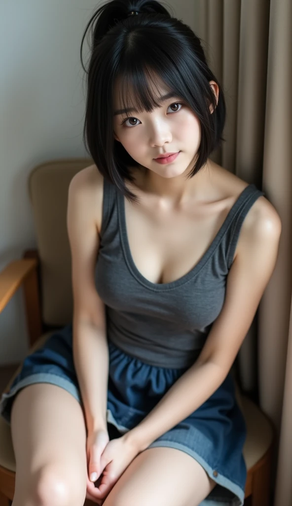 Normal Japanese black hair,Small breasts,Expose,Short Hair, 30 years old