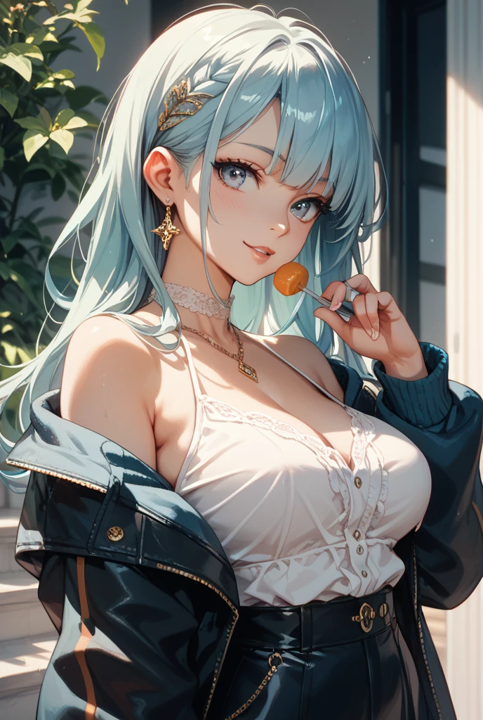 Full body photo, 1woman, sexy slut, slutty thick curvy body, small breast, royal outfit, long bulma hair, pastel color scheme