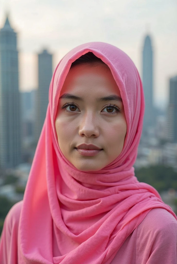 photo of a beautiful sundanese mature woman, 4, white skin, wearing pastel hijab. Background mosque