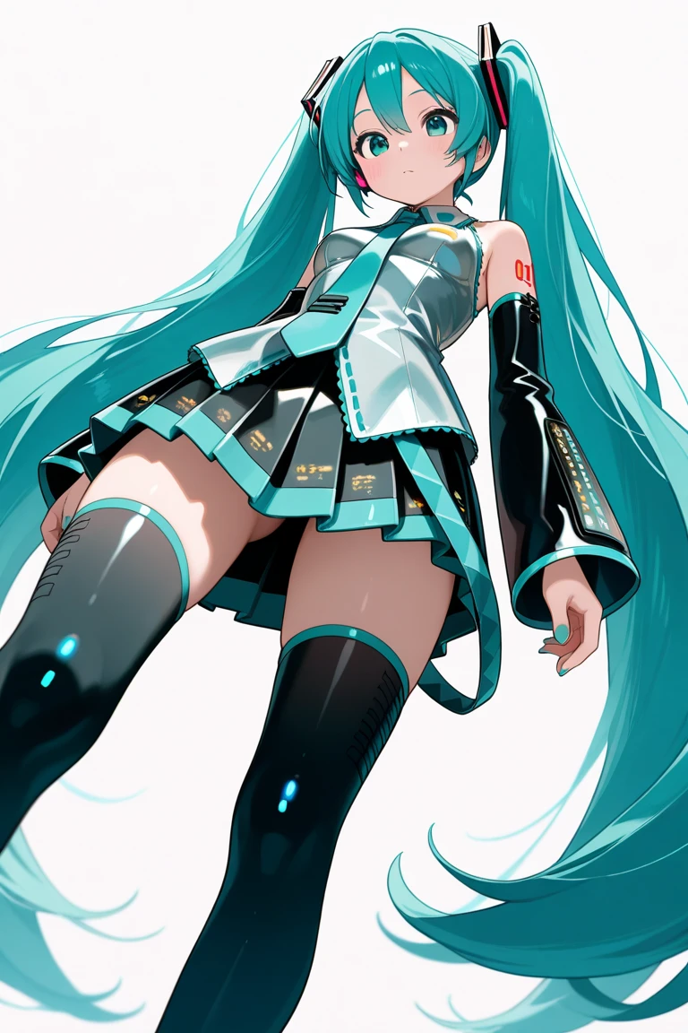 Hatsune Miku's sexual parts and ass were exposed and he was not wearing panties,full bodyesbian,Undressing,There are male genital organs in the image
