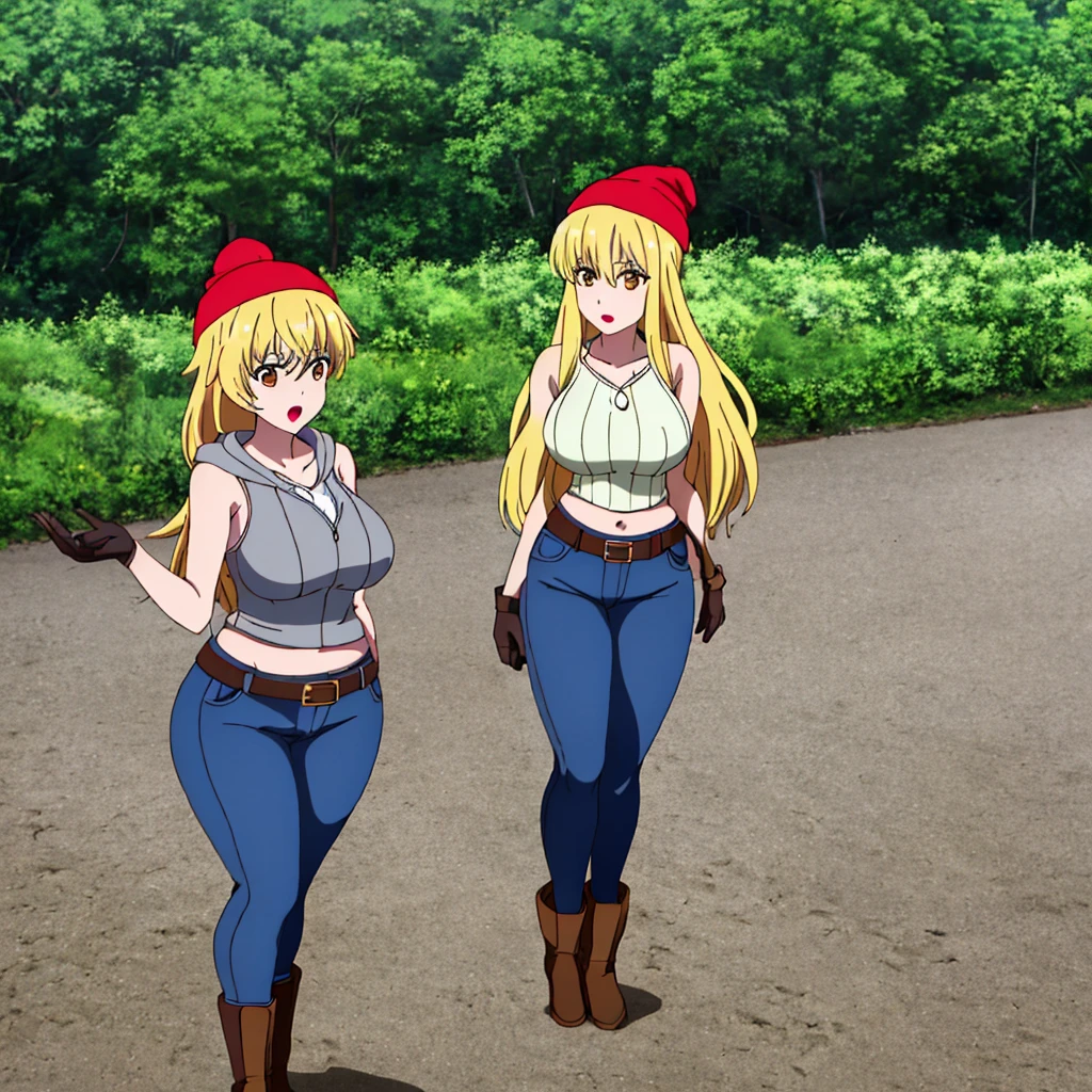 Realistic, (4K), Depth of written boundary, (masterpiece), (Realistic skin texture), Very detailed, Complex, Super detailed, Professional photography, Bokeh, High resolution, Sharp details, highest quality, girl, Long Hair, Blonde, ponytail, blue eyes, , Dynamic pose, Open Highway, Empty road, Happy, Stand in the middle of the road, Dawn, Japanese architecture,(some times all naked:1.2),