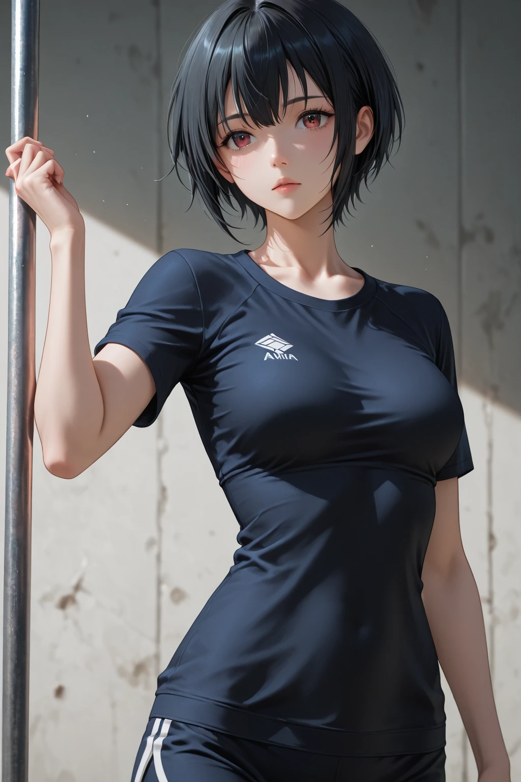 (masterpiece, Highest quality, It captures a very cute moment, Depth of written boundary, Super detailed, Ultra-high resolution, C4D, Octadale, 3D Modeling,Realistic human photos、 8K, 16K, One Girl,Middle school students, Small breasts,Black Hair,short hair,Straight Hair,Light brown eyes,White headband,Wearing black glasses,Cute face), Bloomers, Black tank top, zettai ryouiki, Wet clothes,Classroom Nights,Moonlight, Good elevator, Take off、Real-life skin、Not an anime、Realistic、Not an illustration