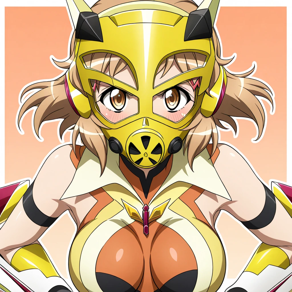 (high quality, Super detailed, 最high quality, Very detailed, beautiful, masterpiece),Realistic image of a bee mature woman,(Evil Cyborg Mech Monster Bee Woman Monster),(Realistic upper body).(Evil Bee Yellow Cyborg Mech Monster Rubber Suit:1.5),(Evil Bee Cyborg Mech Monster Helmet:1.5),Bee Shoulder Armor,Bee Armor Suit,((Super super big breasts)),((Super super super big cleavage)),(Human female face:1.5)