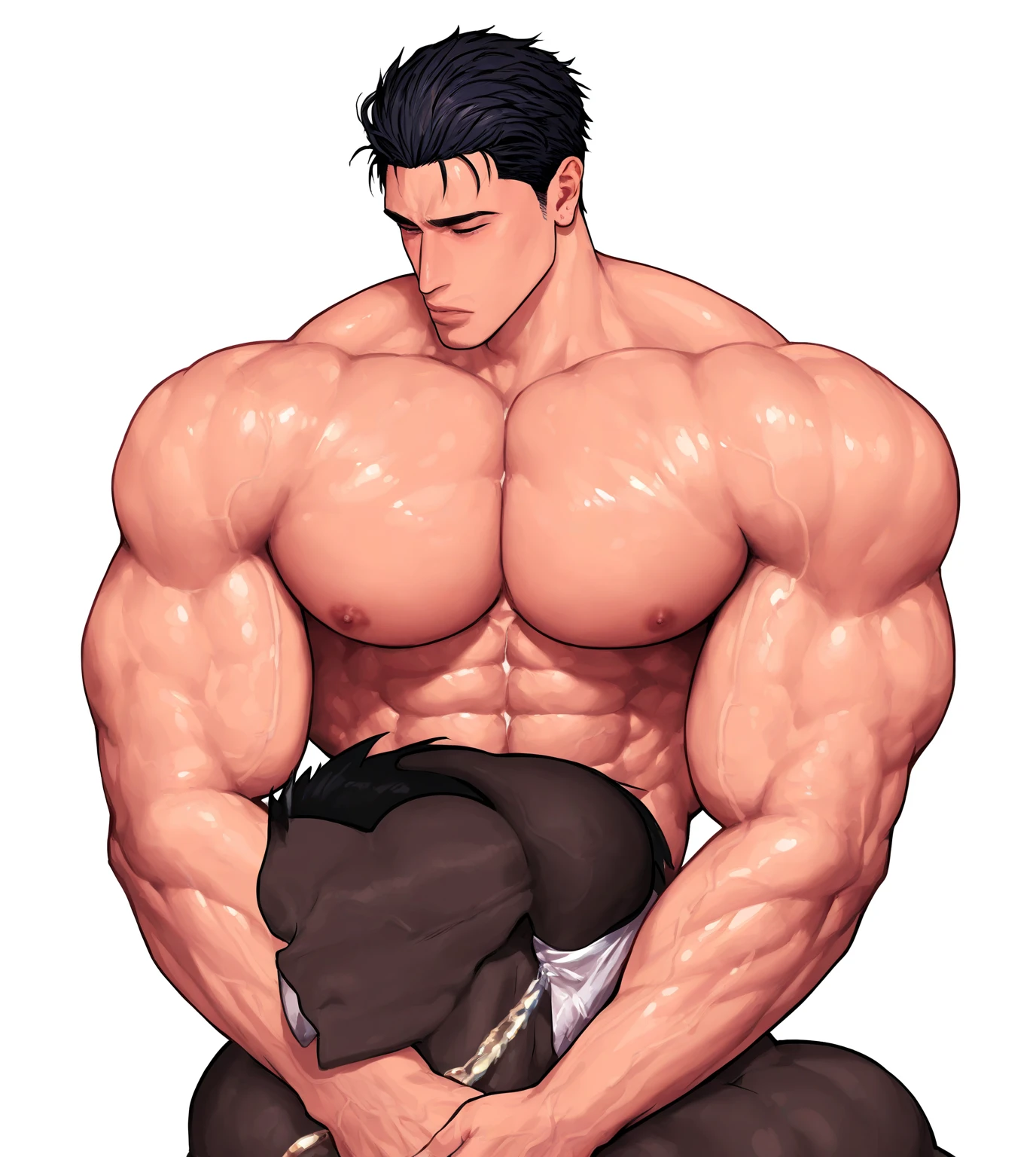 Ash Ketchum and Gary Oak from Pokémon sitting on a weight bench with shoulders slumped. Sweating. Wearing a bulging jockstrap. Staring blankly as he listens to hypnotic subliminals through headphones. Monitors mounted on the walls around him display pulsing spirals to keep him in trance as he assimilates with other meatheads and becomes a big dumb bodybuilder football jock. Open mouth. IQ drain. Dumber. Hypnosis. Trance. Brainwashing. Digital painting. Anime. Hyper swollen bulging crotch. Big muscles. Big traps. Big biceps. Big triceps. Broad shoulders. Big meaty hyper pecs. Bro. "I have to resist. Have to ... break free.... Have to ... have to..... I ... m-must.... I ... must...." Speaking in a dull monotone as he falls into trance. "Listen, ... repeat, ... conform, ... obey.... I ... I am sweaty. ... I am horny. ... I am sexy. ... I am dumb.... I'm just a mindless.... I'm just an empty, ... stupid, ... strong jock.... Sweat out smarts.... Be a meathead.... Listen, ... repeat, ... conform, ... obey, ... assimilate.... Huhuh ... Bro, you say you got the best pokéballs? Let me show you a real pair of pokéballs, bro. Huhuhuh...." Brute. Dumber and dumber. Mindless. Brainless. Musclehead. Hyper muscles. Mouth hanging open. Perspiring. Sweaty. Hypnotic trance. Entranced. Hypnotized. Brainwashed. Brainwashing. Hypnosis. Glowing eyes. Mindless stare. meathead. Brute. Brutish. Brutification. Transformation. meathead bodybuilder assimilation. Hairy. treasure trail. Flexing.