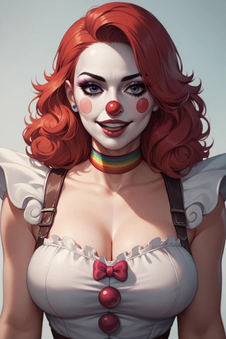 ethereal fantasy concept art of <lora:HamburglarXL:.87> the woman hamburglar <lora:clothing_slider_v19:-2>large breasts, bright red hair, striped outfit . magnificent, celestial, ethereal, painterly, epic, majestic, magical, fantasy art, cover art, dreamy