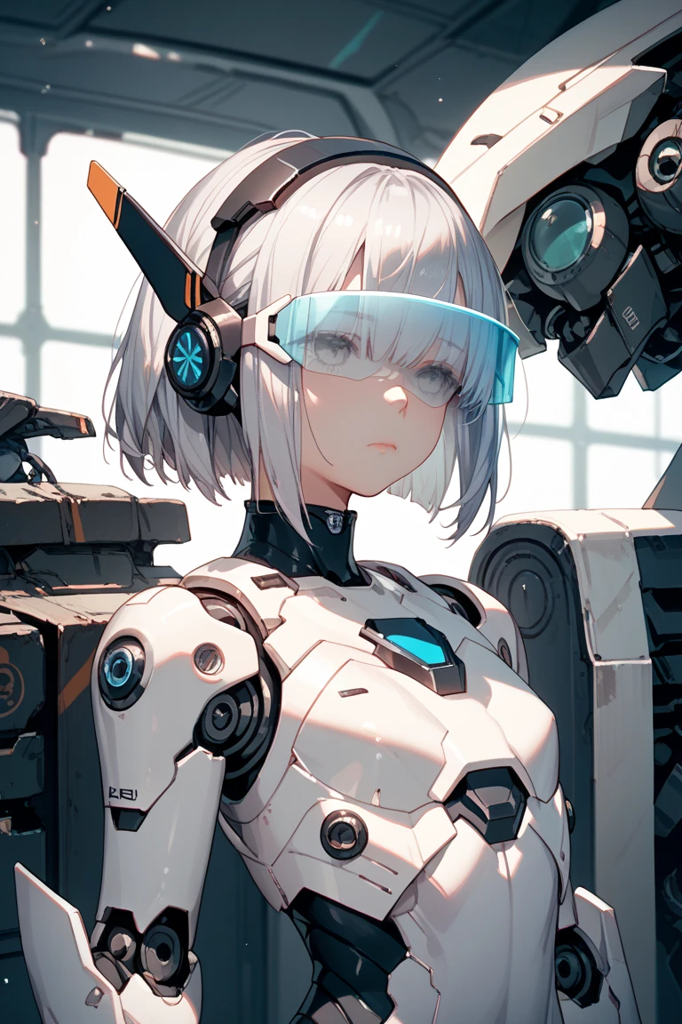 The best ever、8k,(((Whole Body Ezbian)))、(((Gloss)))、(((Metal)))、(((とてもGlossのある、Very hard armor)))、(((cyber punk)))、(((Short Bob)))、The cute beauty of the mecha(Highest quality, Detailed explanation, Tabletop, , 8k, Chiaroscuro，Big Breasts、The bust photo is super realistic, Highly detailed Nikon videography )、Beautiful belly button、Human skin types、（(Very photorealistic human))、(Round eyes)、The detail in the iris of the pupil is amazing、Accurate Fingers、、(Round Face)、Small face、Soft Cheeks、looking at the camera、Whole Body Ezbian、、Beautiful and shining nature eyes、Human skin types、（(Very photorealistic human))、(Round eyes)、The detail in the iris of the pupil is amazing、故障のない手feet、natureに閉じた口、natureな乳輪、nature 、Gazing Eyes、natureな体、A little childish、(((Slightly longer arms)))、(The body is quite long)、(((Slightly larger hands)))、Human face、(((Glowing blue light blue silver hair)))、(((Cool and cute short hair)))、(((The background is the future)))、(((Eight heads and bodies)))、(((Purple eyes)))、(((thin, thin silver eyebrows)))、(((thin eyebrows)))、If you look at this、Gentle double eyelids、(((Kind Face)))、(((Background Mecha)))、Blade Runner、(((Possession of a machine gun:1.5)))、(((Machine gun firing:1.4)))、(((Hold a machine gun:1.6)))、(((Mechanical Headgear:1.3)))、(((Mechanical visor covering the eyes:1.5)))、(((Cyber Bed Phone:1.3)))、ghost in the Shell、Tron、Space Sheriff Gavan、knock、Police Officer、(((Night Background)))、(((No makeup)))、(((Hollywood sci-fi movie quality)))、(((New York in 5000 AD)))、((blue green and orange))、height: 1cm、Leg length 80cm、Head length is 21cm、,Very subtlyＸfeet、Cool pose、Evangelion、Rei Ayanami、(((cloudy)))、Preparing for battle