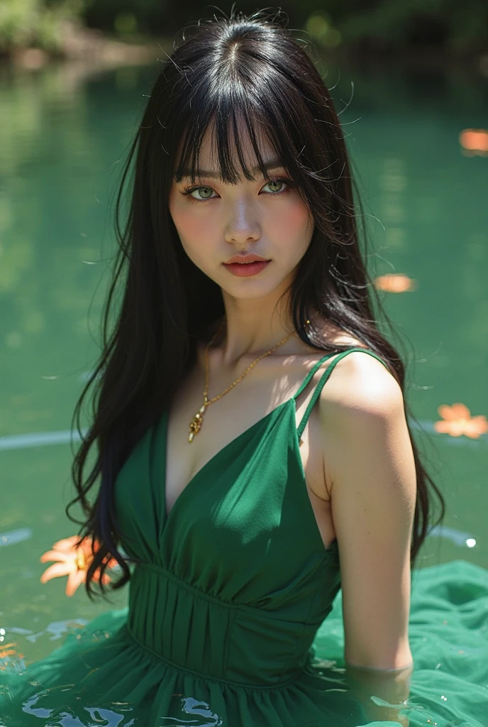 I have generated detailed prompts for you to create an image of this scene。The depiction will proceed as follows:：

---

**Prompt:**  
In a deep, dark jungle, a Japanese girl is the central figure, radiating an ethereal glow. Her body is covered in intricate patterns of blue light that illuminate the night forest around her. The background is filled with dense jungle foliage, a mix of deep greens and blacks, enhancing the mysterious atmosphere. Her eyes are a vivid yellow, glowing as if they absorb the surrounding light, with a piercing gaze that captivates anyone who looks at her. 

The use of light highlights the texture of her glowing skin and the ethereal quality of her presence. The contrast with the dark background makes her appear as if she’s emerging from the shadows. She is in a relaxed sitting posture, yet there is a tension in her stance as if she could spring into action at any moment. 

The entire image will be in a vertical format, with a balanced composition emphasizing ultra-realistic textures and lifelike details.

**Size:** 1024x1792