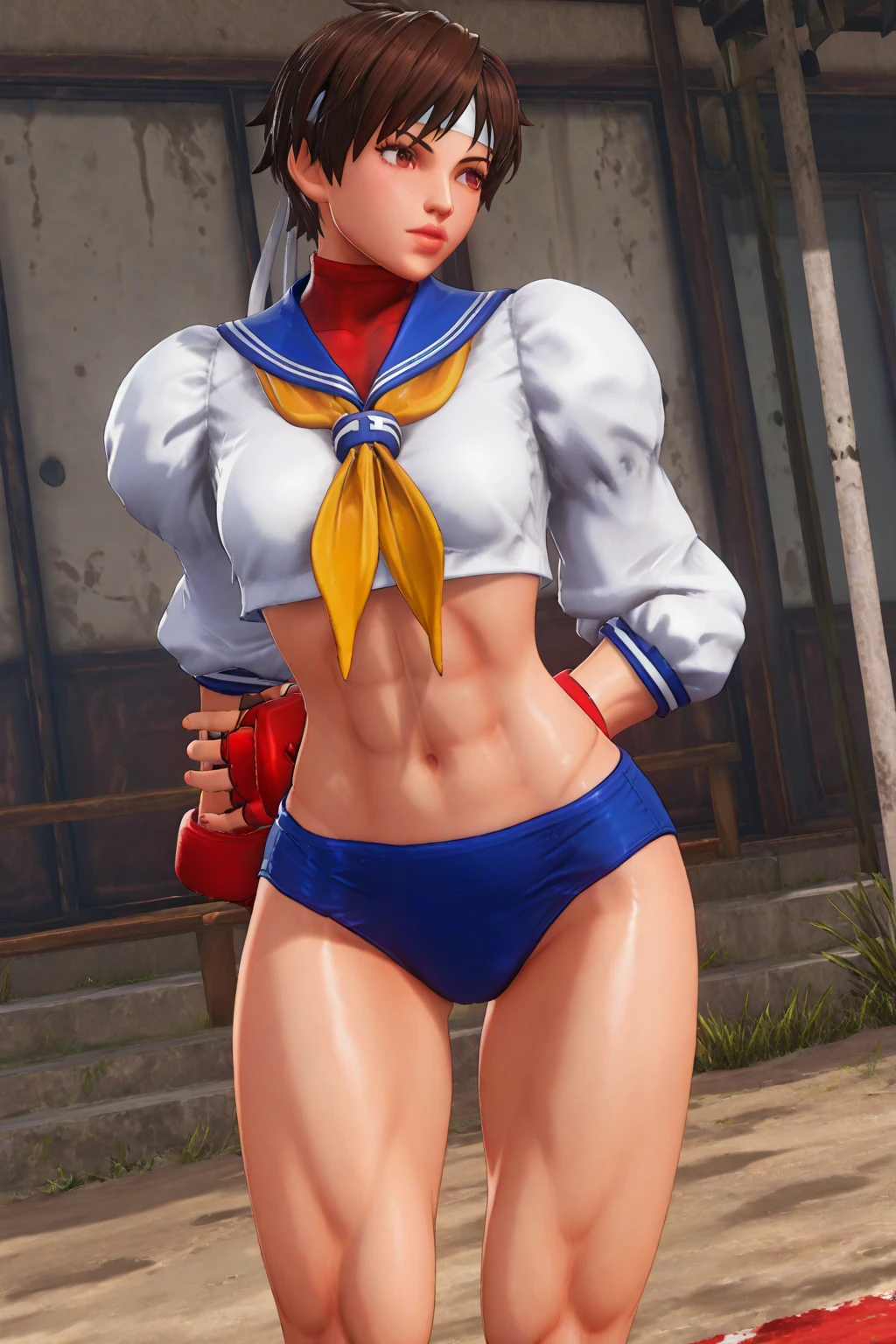 highres, ultra highres, absurdres, 4k, 8k, 16k, hyper detailed, intricate detailed, amazing shading, (illustration: 1.4), (super fine illustration: 1.4), (see-through: 1.2), big breasts, large breasts, (skindantation: 1.3), hanging breasts, cleavage, disproportionate breasts, chibi, little girl, petite, baby face, makeup, gleaming skin, pantyshot, Cheerleader, professional lighting, sidelighting, dappled sunlight